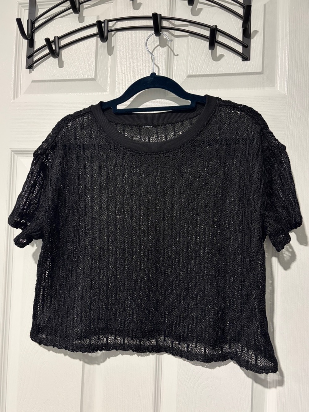 No Boundaries Black Sheer Short Sleeve Top